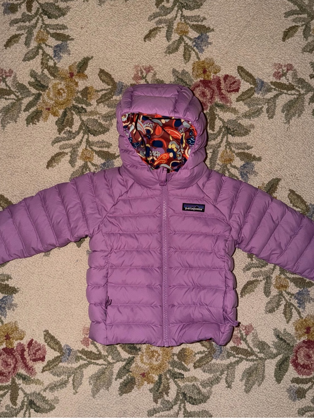 Patagonia reversible down jacket with hood